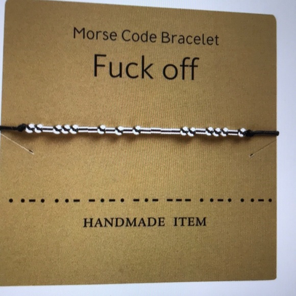 Other - Morse Code Bracelet Silver Bears on Silk Cord